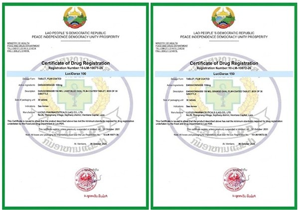 Daraxolacib Drug Approval Certificate